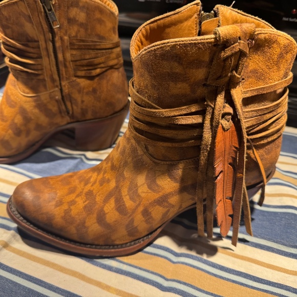 Lucchese Leather Western Ankle Boots 8.5 Fringe - Picture 2 of 8